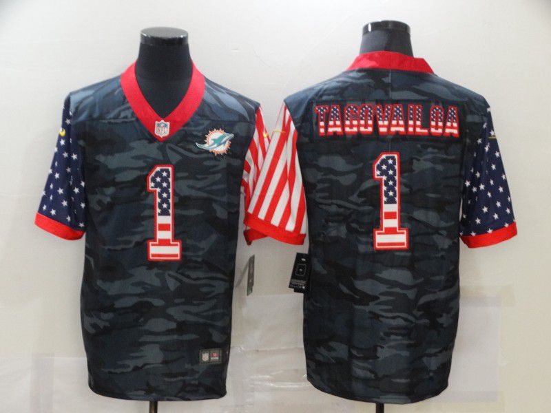 Men Miami Dolphins #1 Tagovailoa Camouflage national flag Nike Limited NFL Jersey->los angeles chargers->NFL Jersey